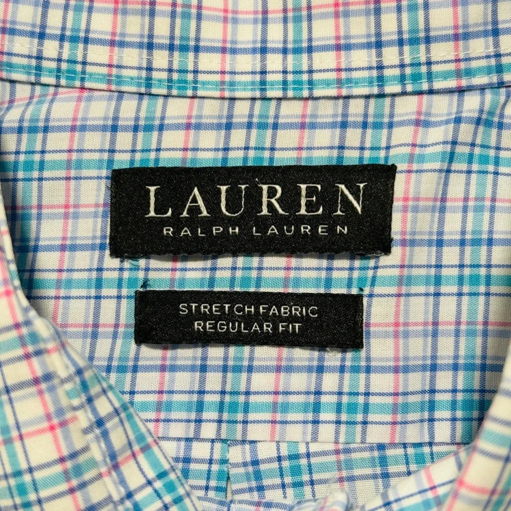 Lauren Ralph Lauren XL Mens Dress Shirt Plaid Stretch Regular Fit‎ 17 36/37